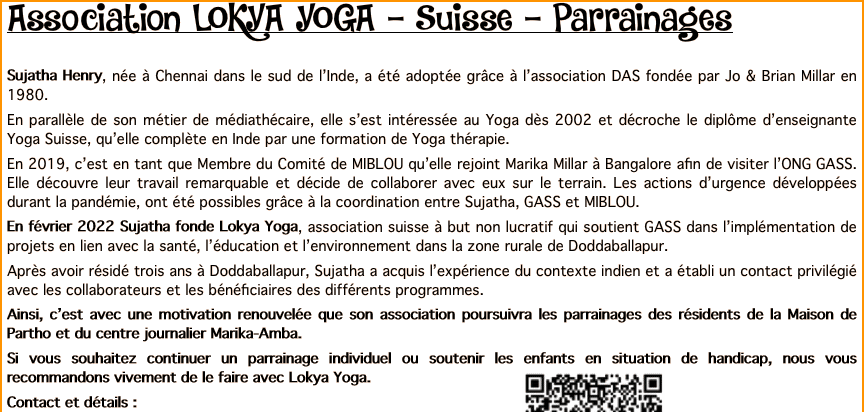 Association	LOKYA	YOGA - Suisse - Parrainages
